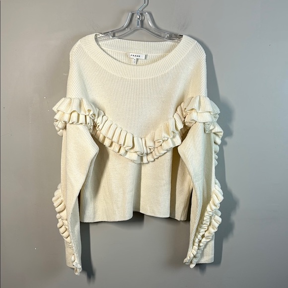 Frame Ruffle Cream Yoke Sweater Size M - Picture 5 of 16